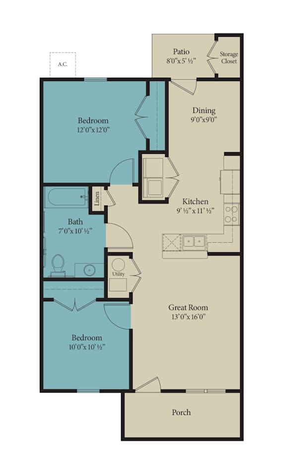 Azalea Floorplan at North Central Village, Columbus