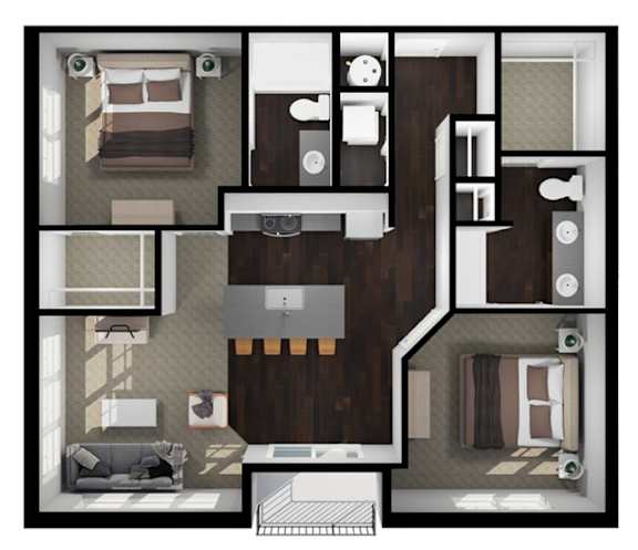Bailey Floor Plan at Liberty Flats Apartments, Liberty Township