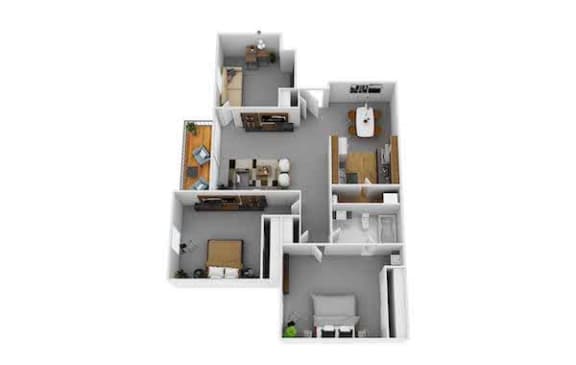 2 Bed 1 Bath Floorplan at Fox Run, Ohio, 45426