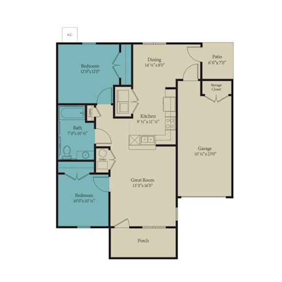 Camillia Floorplan at North Central Village, Columbus, 43211