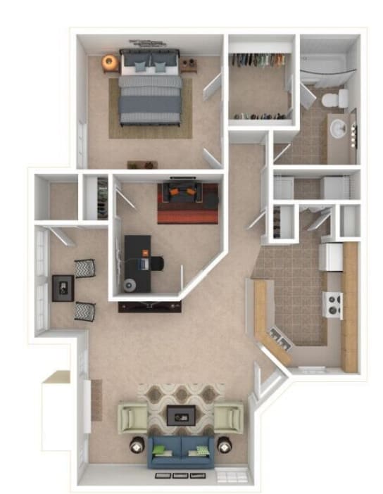 Floor Plan  a floor plan of a two bedroom apartment at Spring Creek, Ohio