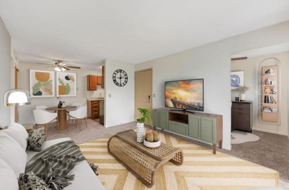 a living room with a couch and a coffee table at The Woodridge Collection, Fairfield Ohio