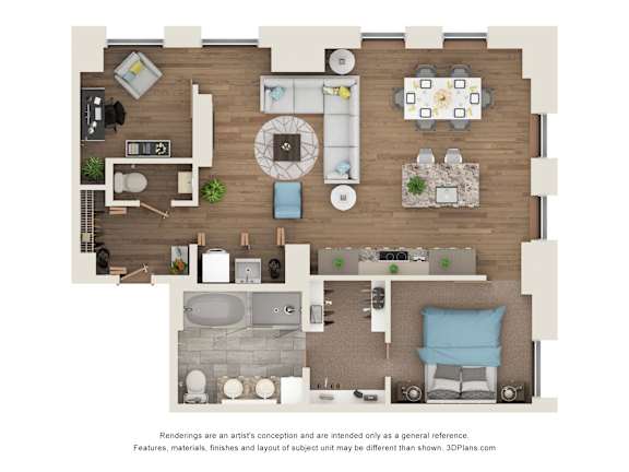 1 bed 1 bath A24P Floor Plan at Sky Central, Cincinnati