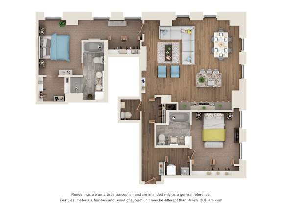 2 bed 2.5 bathC5P Floor Plan at Sky Central, Ohio, 45202