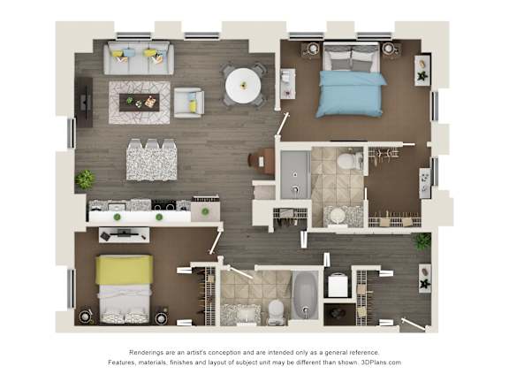 2 bed 2 bath C Floor Plan at Sky Central, Cincinnati
