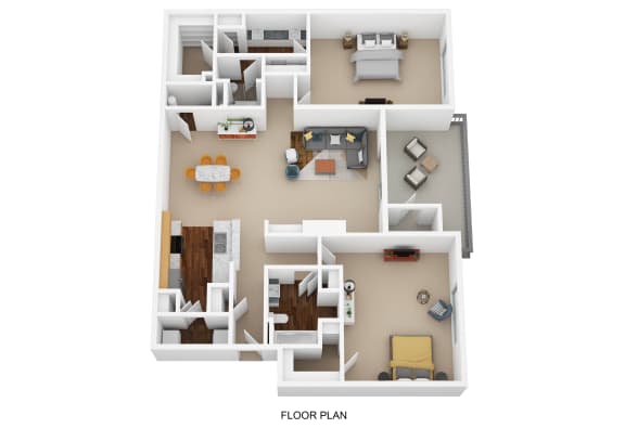 Floor Plan  2 bedroom 2 bathroom floor plan Aat Bishops Gate, Cincinnati, OH, 45249