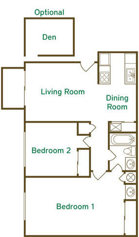The Chesapeake2 Floor Plan at Timber Glen Apartments, Batavia, OH, 45103