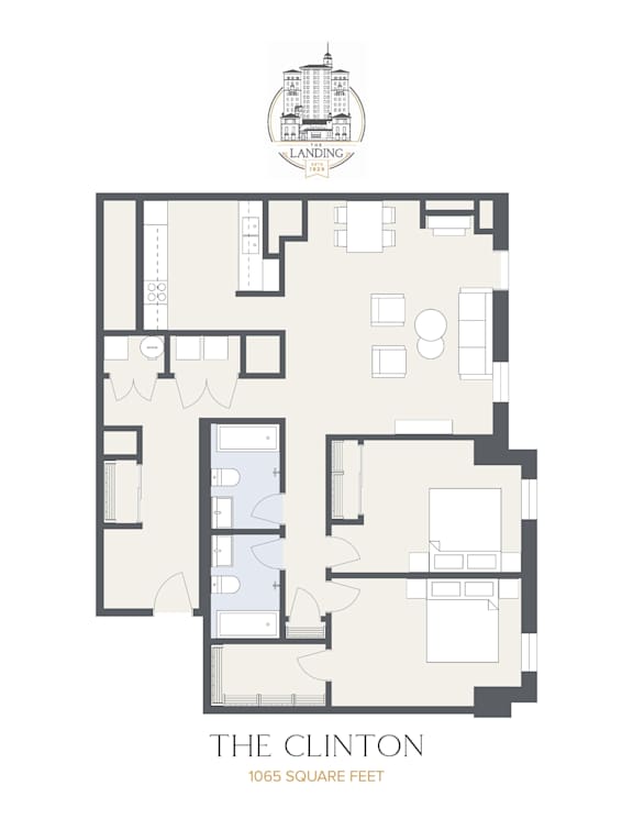 The Clinton Floor Plan at The Landing Apartments, Ohio
