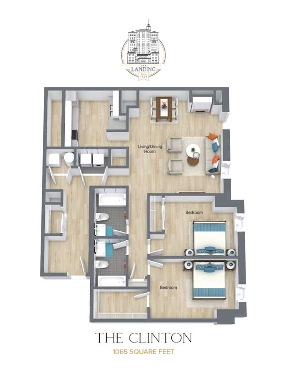 A floor plan of a property named The Clinton with 1065 square feet.