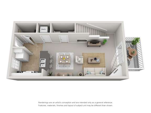 2 Bed Floorplan at College Park, Ohio, 43209