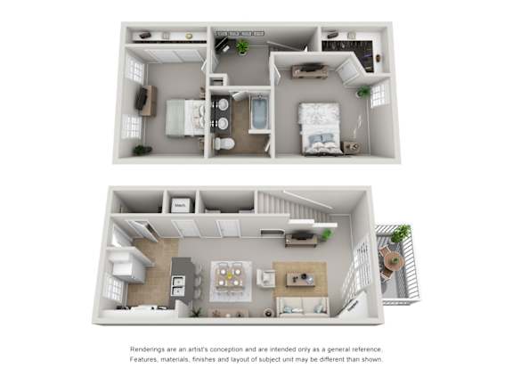 Two Bed Floorplan at College Park, Columbus, OH