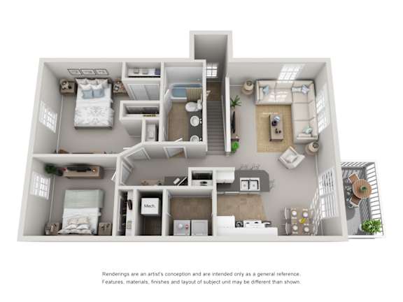 2 Bedroom 1 Bath Floorplan at College Park, Ohio