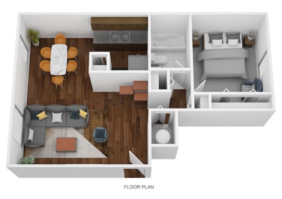 Floor Plan  1 Bed Garden - South Floor Plan at Coldwater Flats, Indiana, 47714