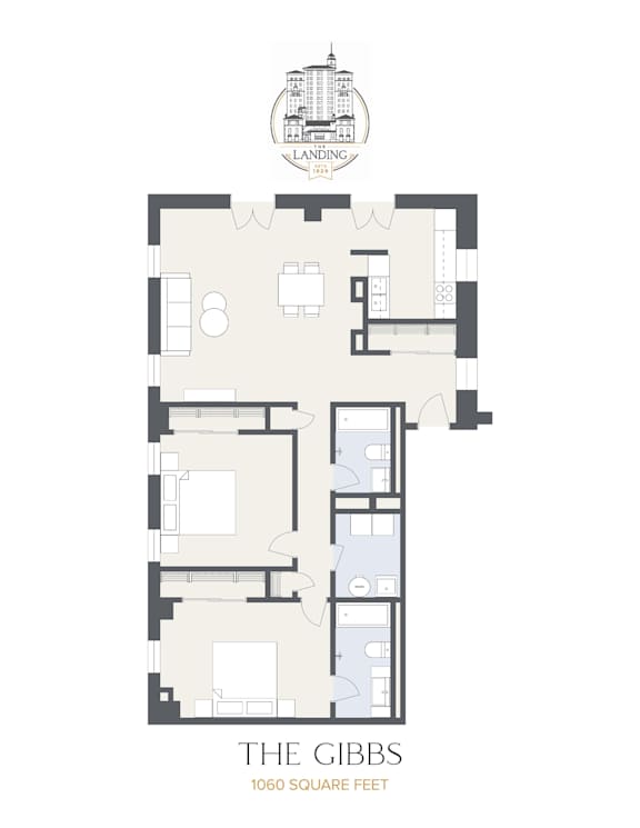 The Gibbs Floor Plan at The Landing Apartments, Dayton, OH