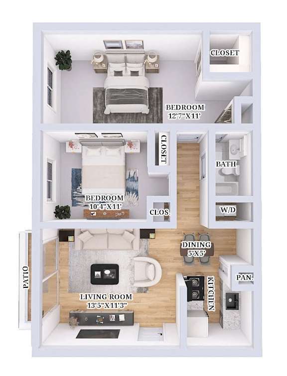 Floor Plan  2 bed 1 bathroom at The Reserve at Grand Valley Apartments, Ohio