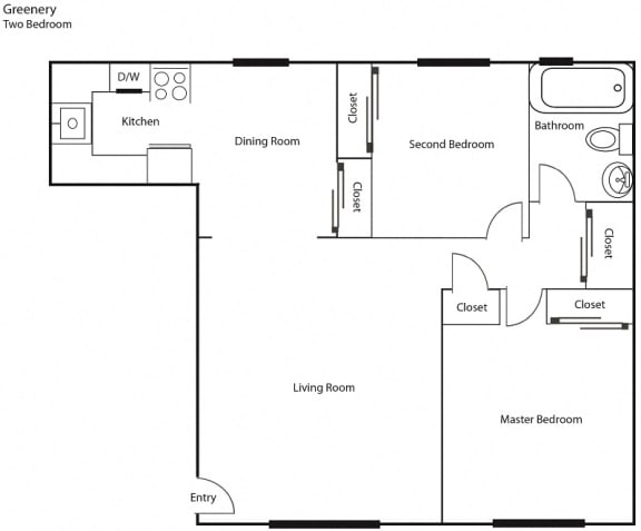 2 Bedroom Floor Plan at Cincinnati Premier Living*, Cincinnati, 45213