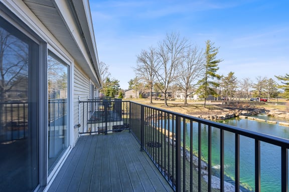 the view of the river from the balcony of a rental home at Harpers Point Apartments, Cincinnati, Ohio