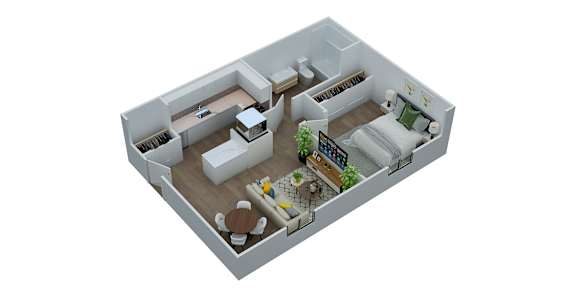 One Bed Floorplan at Meridian Court South, Indianapolis
