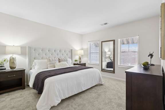 Carpeted Bedroom at Roebling Row, Covington, Kentucky