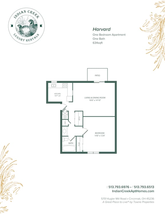 Floor Plan Floor Plan at Indian Creek Apartments*, Cincinnati, Ohio