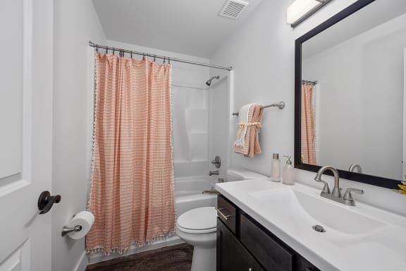 a bathroom with a shower and a sink and a toilet at Ivy Hills Living Spaces, Ohio, 45244