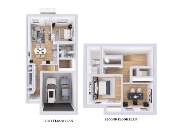 Floor Plan  the outlook  2 bedroom floor plan  354 sq ft at Jackson Run Townhomes, Whitestown