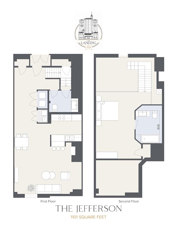 The Jefferson Floor Plan at The Landing Apartments, Dayton