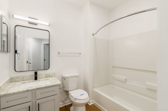 a bathroom with a sink toilet and a bath tub