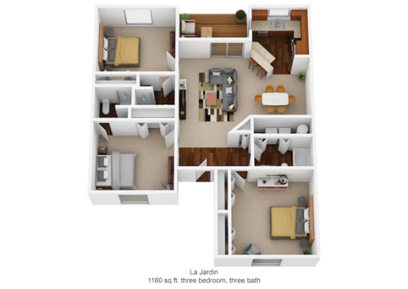 3 bed 2 bath floor plan A at Normandy Club, Centerville, 45459