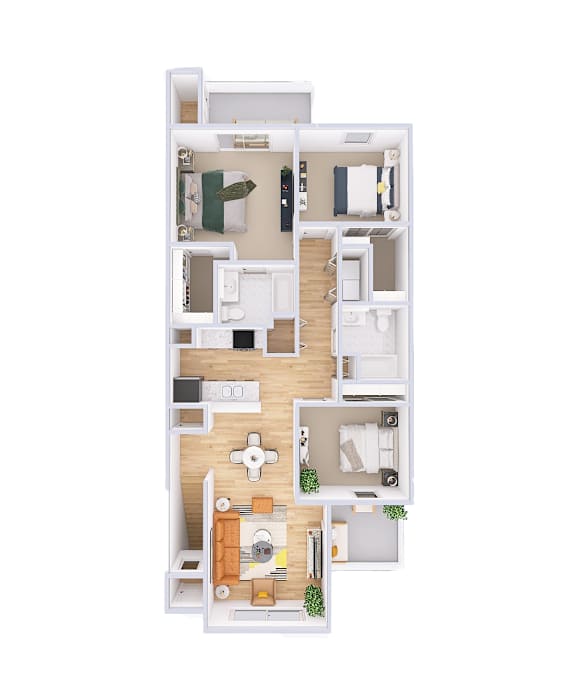 3 bed 2 bath floorplan at Waterfront Pointe, Indiana
