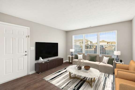 A living room with a coffee at Waterfront Pointe, Indianapolis