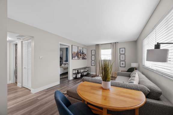 Contemporary Living Room at The Rand Apartments, Ohio