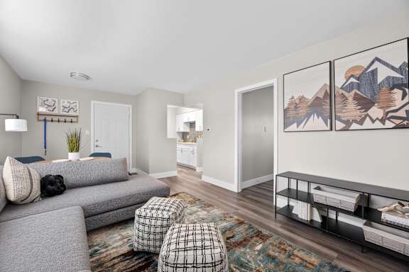 Modern Living Room at The Rand Apartments, Ohio, 43227