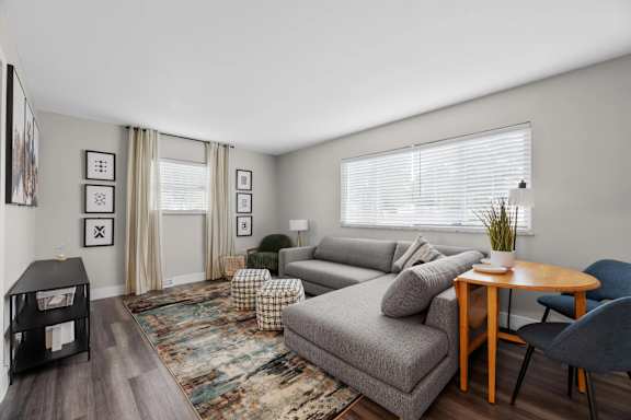 Bright Living Room at The Rand Apartments, Columbus