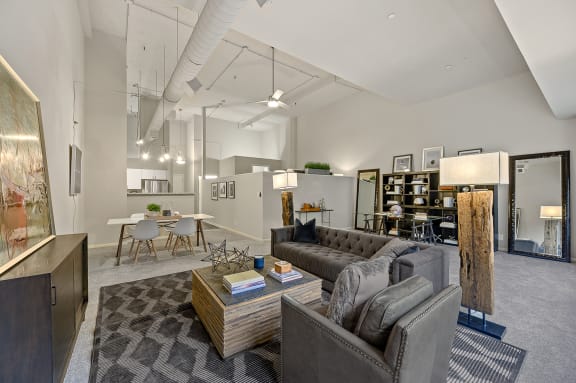 Living and dining at The Lofts at Shillito Place, Cincinnati