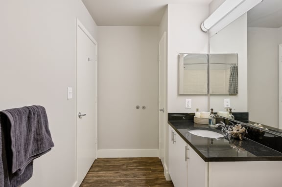 Bathroom area at The Lofts at Shillito Place, Cincinnati, Ohio
