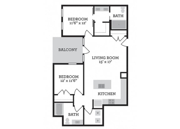 luneack II-01 Floor Plan at Four23/Hoge, Cincinnati, 45226