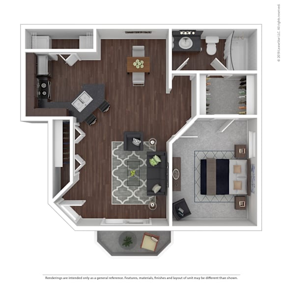 A floor plan of a house with a kitchen, living room, and two bedrooms.