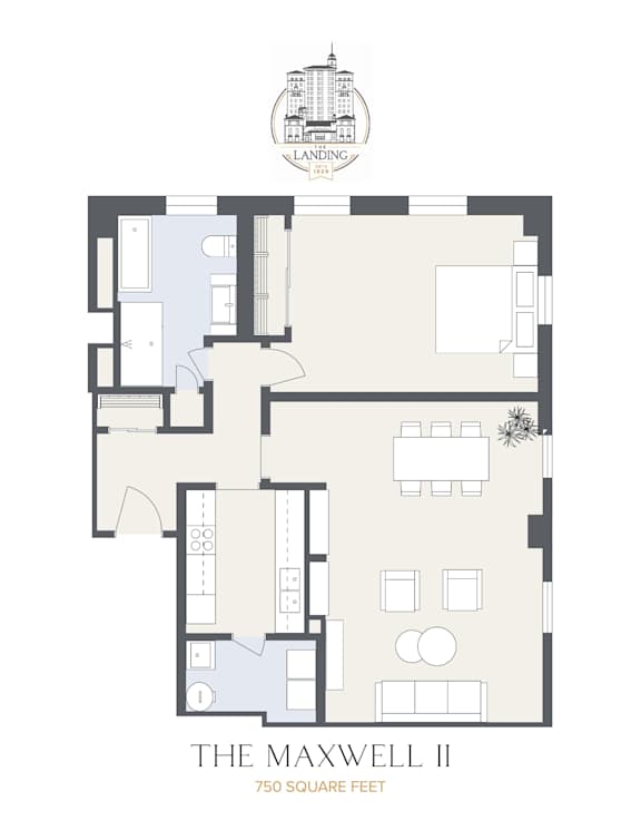 The Maxwell II Floor Plan at The Landing Apartments, Dayton, 45402