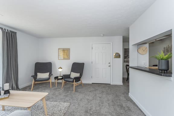 Model Living Room at Hilltop Apartments, Cincinnati, Ohio