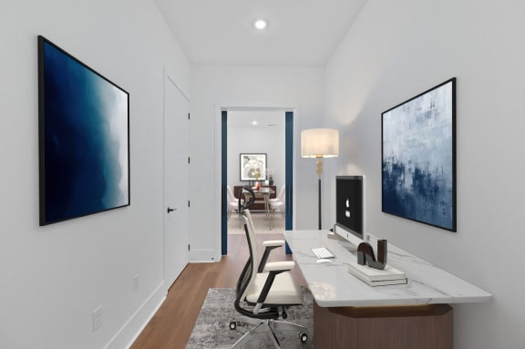 a home office with a desk and a desktop computer on it at Four23/Hoge, Cincinnati, OH