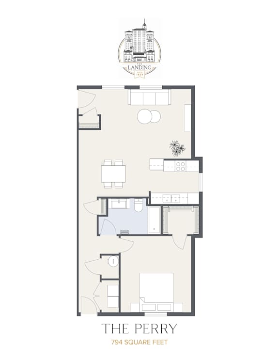 The Perry Floor Plan at The Landing Apartments, Dayton, Ohio