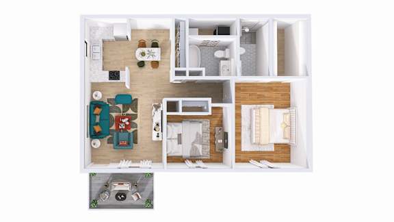 2Bed 2Bath Floor Plan at Providence Glen Apartments, Columbus