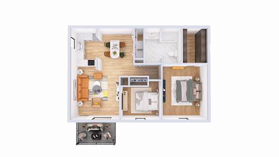 2Bedroom Floor Plan at Providence Glen Apartments, Ohio