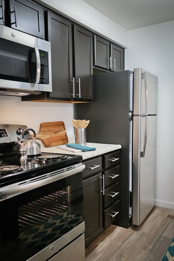 stainless steel appliances and custom cabinetry at SoDel, Kettering
