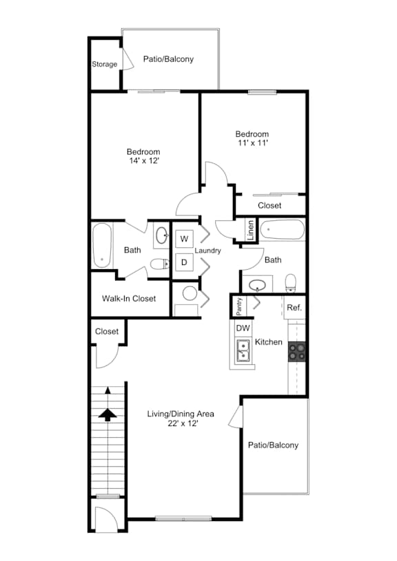The Sand Dune - Downstairs Floorplan at Waterfront Pointe, Indianapolis, 46214
