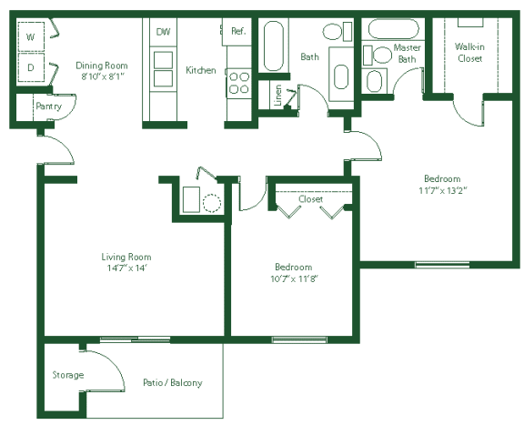 floor plan of a two story residence with an open floor plan with bedrooms and a
