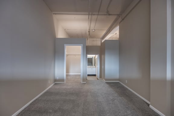Bedroom with window at The Lofts at Shillito Place, Cincinnati