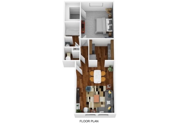 a stylized floor plan of a 2100 sq ft apartment