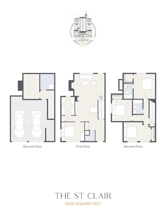 The St. Clair Floor Plan at The Landing Apartments, Ohio